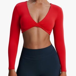 Red Long Sleeve Crop Top